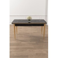 Обеденный стол Hanah Home Rewa Black Marble Gold