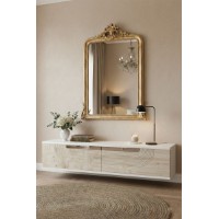 Măsuţă de toaletă Hanah Home Meyra 120 White Travertine Silver imaginea #3 — magazin online Desire.md