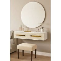 Măsuţă de toaletă Hanah Home Rany 120 White Travertine Gold