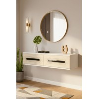 Măsuţă de toaletă Hanah Home Rany 120 White Travertine Silver