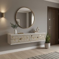 Măsuţă de toaletă Hanah Home Moka 120 White Travertine Gold