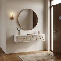 Măsuţă de toaletă Hanah Home Moka 120 White Travertine Gold imaginea #2 — magazin online Desire.md