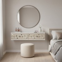 Măsuţă de toaletă Hanah Home Moka 120 White Travertine Silver imaginea #3 — magazin online Desire.md