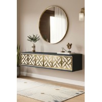 Măsuţă de toaletă Hanah Home Arex 120 Anthracite Travertine Gold