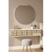 Măsuţă de toaletă Hanah Home Arex 120 White Travertine Gold