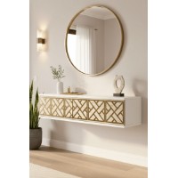 Măsuţă de toaletă Hanah Home Arex 120 White Travertine Gold imaginea #2 — magazin online Desire.md