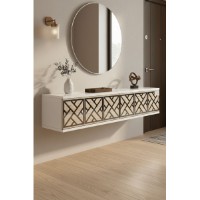Măsuţă de toaletă Hanah Home Arex 120 White Silver Travertine