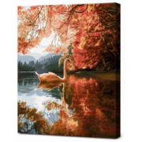 Tablou pe numere Art Gallery Econom Lebădă pe lac de toamnă 40x50cm (GX43817)