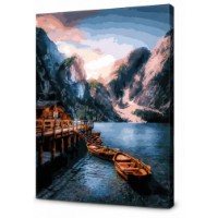 Tablou pe numere Art Gallery Econom Barci pe lac montan 40x50cm (GX46382)