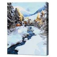 Tablou pe numere Art Gallery Econom Râul în pădurea de iarnă 40x50cm (GX42302)