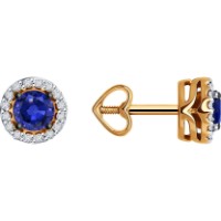 Cercei din aur cu diamante și safire Diamant 9103011519132 1,56g