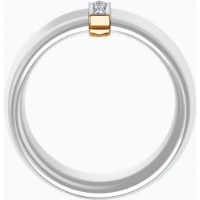 Inel din ceramica albă cu aur și diamante Diamant 9103017519044 s.19 0,7g imaginea #4 — magazin online Desire.md