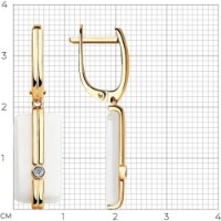 Cercei din aur cu diamante și ceramică albă Diamant 9103018434230  2,89g imaginea #3 — magazin online Desire.md