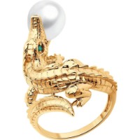 Inel din aur cu perla si agat Diamant 9108222142957 s.18 5,9g