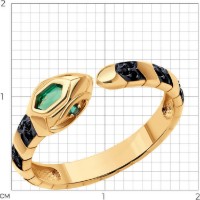 Inel din aur cu smaralde și spinel Diamant 9116020715112 s.18 2,61g imaginea #3 — magazin online Desire.md