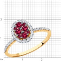 Inel din aur cu diamante si rubine Diamant 9121008095278 s.17,5 2,16g imaginea #5 — magazin online Desire.md