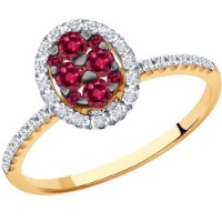 Inel din aur cu diamante si rubine Diamant 9121008095278 s.17,5 2,16g