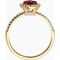 Inel din aur cu diamante si rubine Diamant 9121008095278 s.17,5 2,16g imaginea #2 — magazin online Desire.md