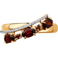 Inel din aur cu granat si zirconii Diamant 9139021993754 s.18,5 1,96g imaginea #2 — magazin online Desire.md