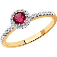 Inel din aur cu diamante si rubine Diamant 9145017343939 s.16 1,82g