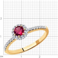 Inel din aur cu diamante si rubine Diamant 9145017343939 s.16 1,82g imaginea #4 — magazin online Desire.md