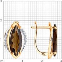 Серьги из золота с раухтопазами и фианитами Diamant 9146024037897  4,41g фото №2 — интернет-магазин Desire.md