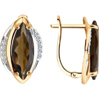 Серьги из золота с раухтопазами и фианитами Diamant 9146024037897  4,41g
