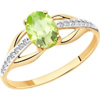 Inel din aur cu crizolit și zirconii Diamant 9155004897178 s.16 1,49g