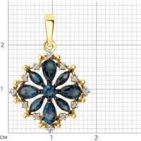 Подвеска из желтого золота с топазами и фианитами Diamant 9155007122901 1,77g фото №2 — интернет-магазин Desire.md