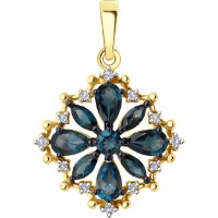 Подвеска из желтого золота с топазами и фианитами Diamant 9155007122901 1,77g