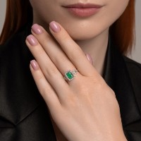 Inel din aur cu agat și zirconii Diamant 9155007467026 s.18 2,55g imaginea #2 — magazin online Desire.md