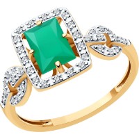 Inel din aur cu agat și zirconii Diamant 9155007467026 s.18 2,55g