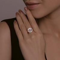 Inel din aur cu sidef si zirconiu Diamant 9155008724227 s.18,5 3,05g imaginea #3 — magazin online Desire.md