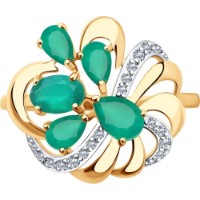 Inel din aur cu agate si zirconiu Diamant 9159008665641 s.18 2,58g imaginea #2 — magazin online Desire.md