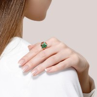 Inel din aur cu agate si zirconiu Diamant 9159008665641 s.18 2,58g imaginea #5 — magazin online Desire.md