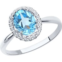 Inel din aur alb cu topaz si zirconii Diamant 9176024539282 s.18 1,99g