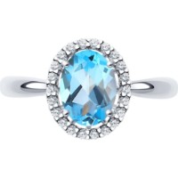 Inel din aur alb cu topaz si zirconii Diamant 9176024539282 s.18 1,99g imaginea #2 — magazin online Desire.md