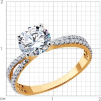 Inel din aur cu zirconiu Diamant 9176030484453 s.18,5 2,92g imaginea #3 — magazin online Desire.md