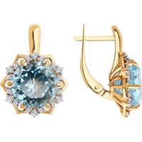 Cercei din aur cu topaz și zirconii Diamant 9177007465895 8,94g