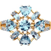 Inel din aur cu topaz si zirconiu Diamant 9178079083482 s.17,5 2,92g imaginea #2 — magazin online Desire.md