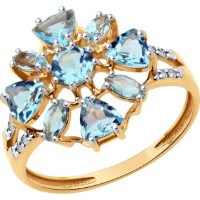 Inel din aur cu topaz si zirconiu Diamant 9178079083482 s.17,5 2,92g