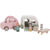 Autorulota din lemn Little Dutch Toy Car with Caravan (LD8022)