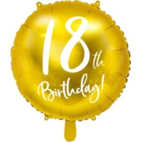 Balon PartyDeco 18 Birthday 45cm Gold (FB24M-18-019)