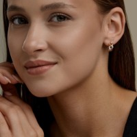 Cercei din aur cu zirconii Diamant 0200896  2,74g imaginea #3 — magazin online Desire.md