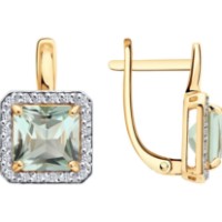 Cercei din aur cu diamante și praziolit Diamant 72-00598  2,52g imaginea #1 — magazin online Desire.md