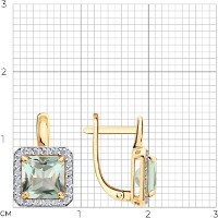 Cercei din aur cu diamante și praziolit Diamant 72-00598  2,5g imaginea #2 — magazin online Desire.md