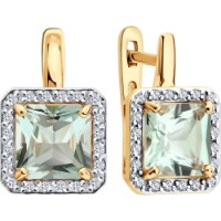 Cercei din aur cu diamante și praziolit Diamant 72-00598  2,5g imaginea #3 — magazin online Desire.md