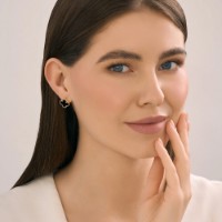 Cercei din aur cu onix Diamant 729121  3,4g imaginea #3 — magazin online Desire.md