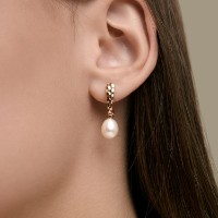 Cercei din aur cu perle Diamant 792487  3,92g imaginea #2 — magazin online Desire.md