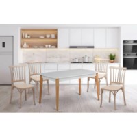 Комплект для столовой Moda Life Eva 120x78x80 White + 4 Chair Violet Cappucino